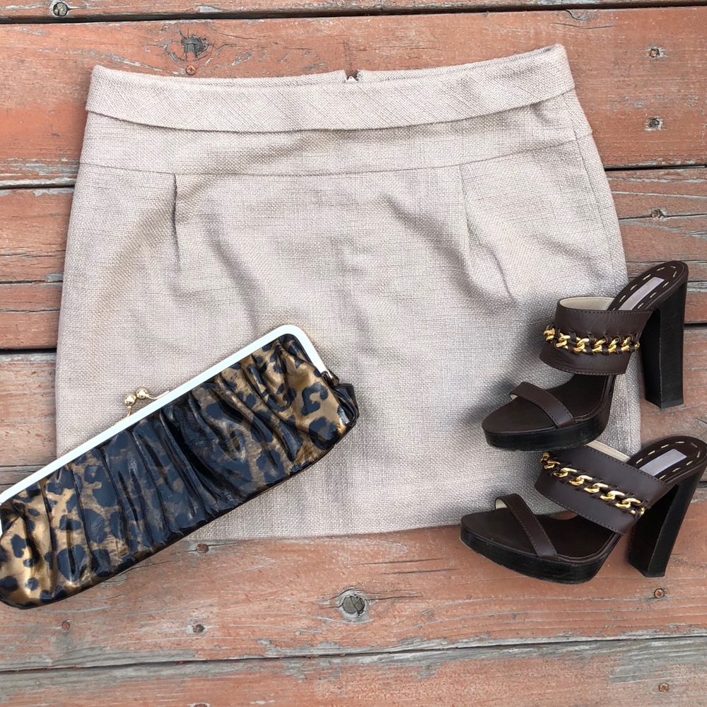 J. Crew Women’s Beige Gold Metallic Mini Skirt 6